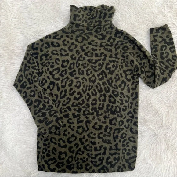 M Magaschoni Leopard Print Cowl Neck Cashmere Tunic - Picture 3 of 7